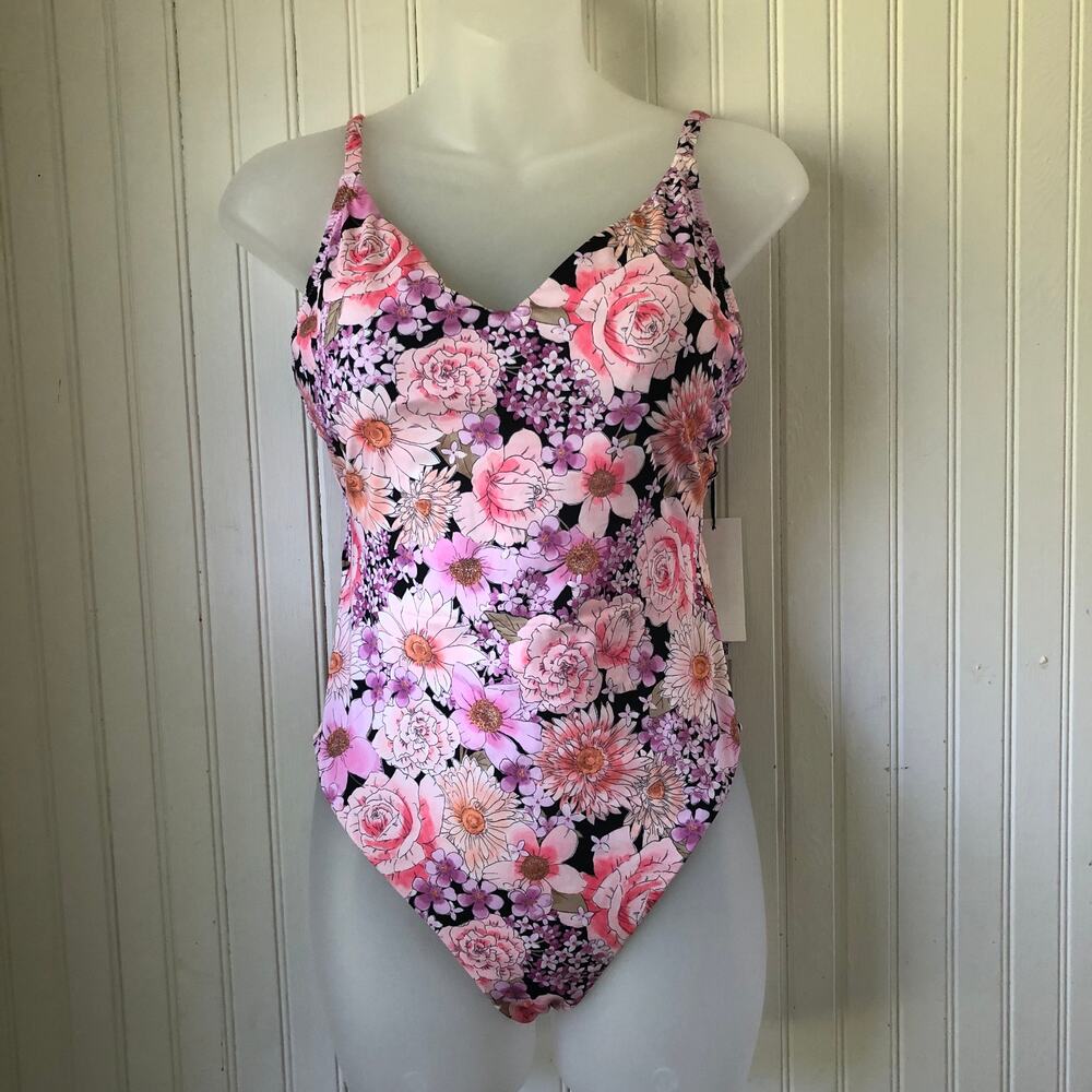 SANCTUARY Retail $119 Petal Pusher Floral Lined High Leg One Piece Size M